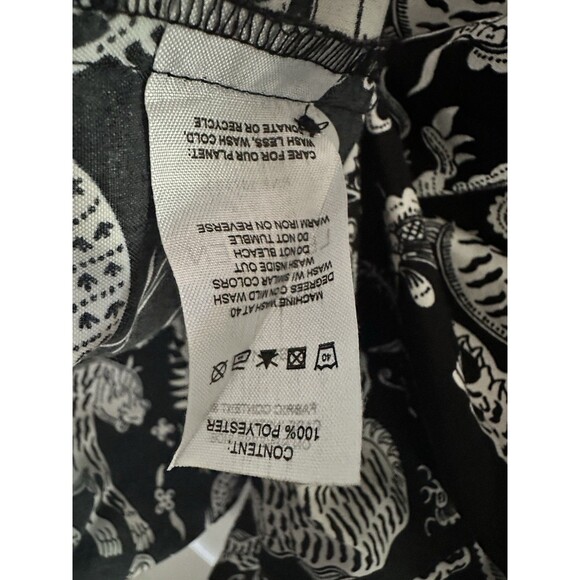 Level Ten Short Sleeve Button Down Shirt Black White Asian Tiger Dragon Size L - Picture 5 of 5